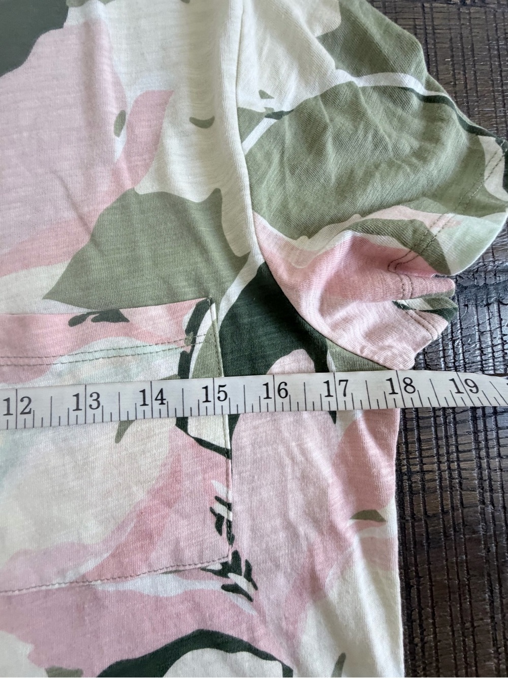 Sanctuary Cotton Blend Pink & Green Floral Slub Pocket Front Tee, Sz Medium - Picture 8 of 9